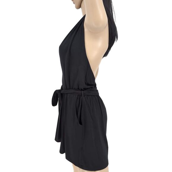 Krisa Revolve Black Siro Micro Modal Halter Romper with Pockets - Size M - NWT - Picture 5 of 13